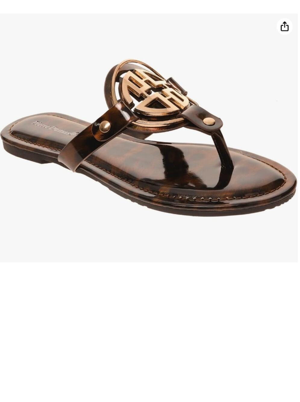 PIERRE DUMAS Sandals Size 11 "Limit-24" Flat Animal Print Gold Logo